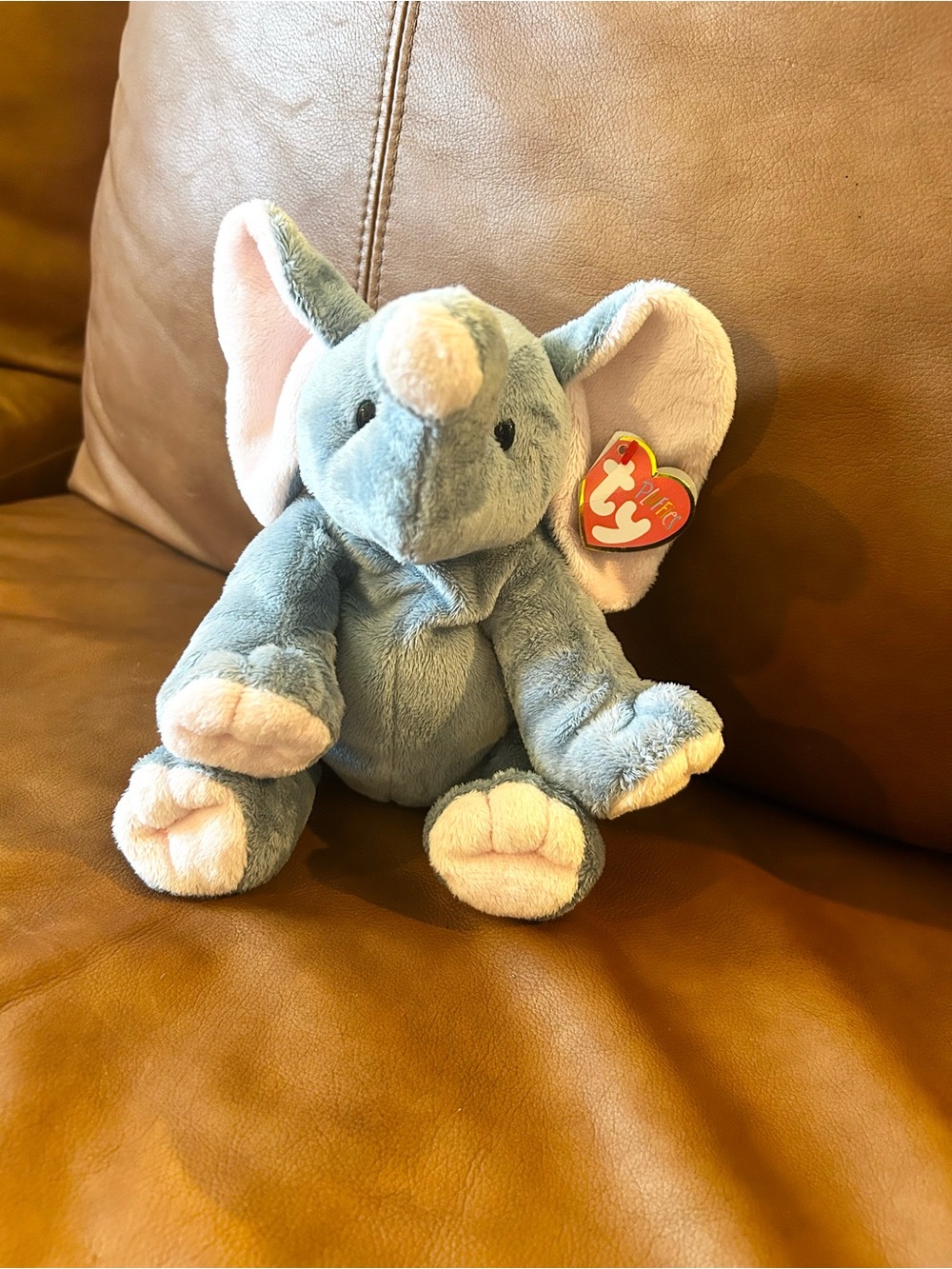 Ty Pluffies Winks Elephant 10" Plush TyLux Gray Stuffed 2011 NWT